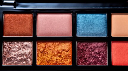 Closeup of Eyeshadow with Glitter in Makeup Palettes - Shimmering Beauty Essentials