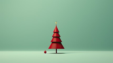 red christmas tree, minimalist
