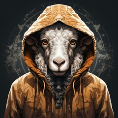 a goat wearing hoodie
