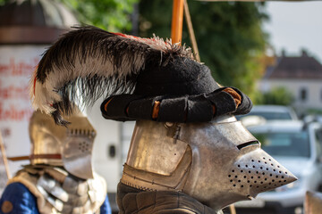 Iron Silver Full Face Medieval Helmet