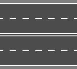 Four lane road with double solid, vector, view from above