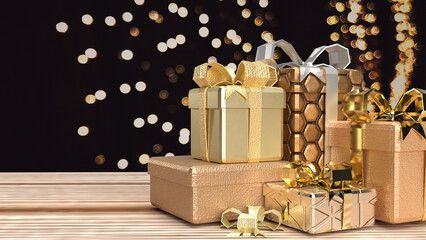 The gold gift box for celebration concept 3d rendering