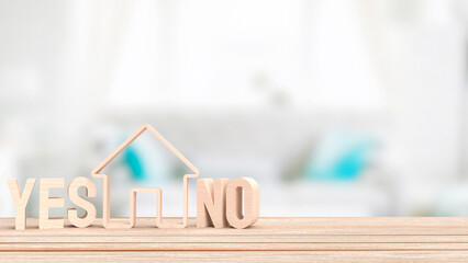 The House icon and Yes No text for property or building concept 3d rendering