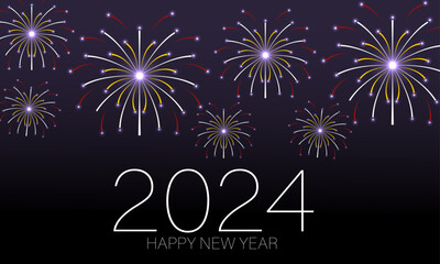 New year 2024 firework poster banner.