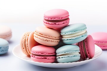 Obraz premium Group of macarons on a light background