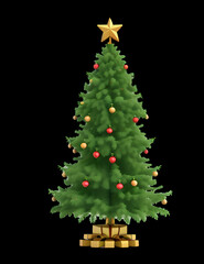 Obraz premium Watercolor Decorated Christmas tree with Gifts, Vector Illustration Clipart.