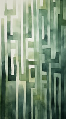 Abstrakcyjne pastelowe tło - zielony labirynt,  tekstura, wzór do projektu baneru lub na social media. Sztuka nowoczesna. - obrazy, fototapety, plakaty