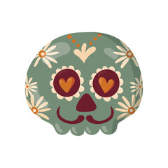 sugar skull. Mexican Dia de los Muertos (Day of the Dead) sugar skull icon. doodle. clipart. vector illustration