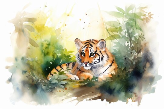 tiger drawing watercolor