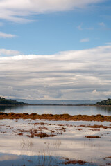 View of Gruissan lake on an autumn cloudy day, aude, Occitania, South of France