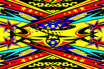 Fototapeta premium abstract racing background vector design with a unique striped pattern and a combination of bright colors and cool star effects. suitable for your wrapping design
