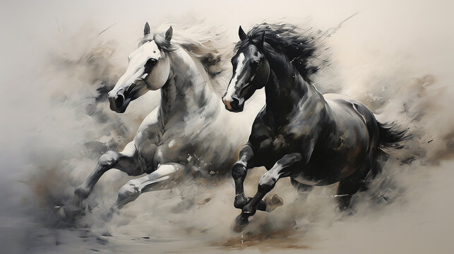 Cavalos preto e branco 