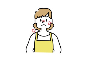 エプロンをつけている主婦のイラスト（怒る）