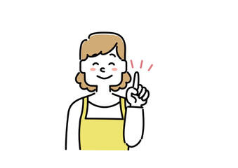 エプロンをつけている主婦のイラスト（ポイント）