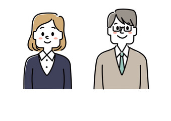 学校の先生のイラストセット（男女）