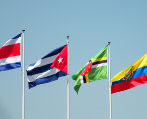 Flag of Cuba along with other flags of different countries