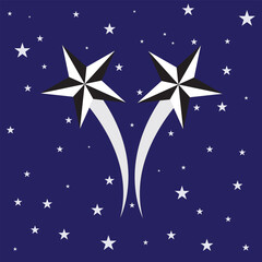 Falling Shooting Stars Cartoon Colored Clipart