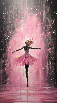 Pintura em tela, brilho rosa