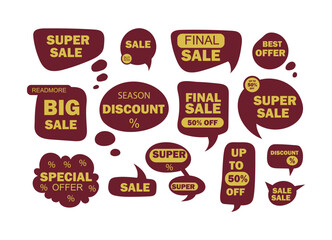 Sale. Discounts. set stickers barbie color for promotions . Banners of pink color isolated on white background. All objects are separated. Vector illustration