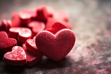 Obraz premium Happy Valentines day. Valentines day background with red hearts on bokeh background