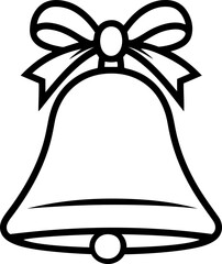 Christmas Bell icon vector illustration. Black and white outline Christmas Bell coloring book or page for children