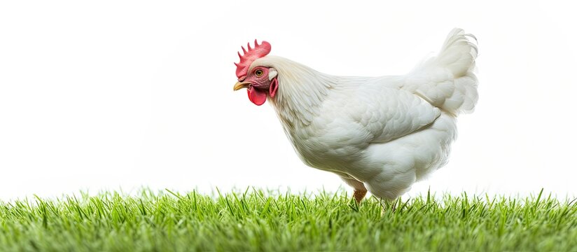Chicken on green lawn