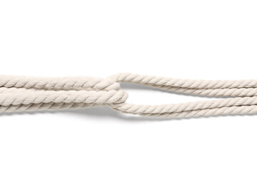 Bundled ropes on white background