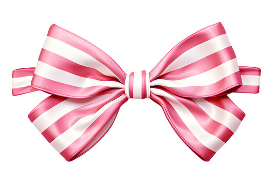 striped red pink bow on transparent background