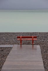 Fototapeta na wymiar bench on the beach