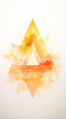 Abstrakcyjne pomarańczowe tło - trójkąty. Akwarela. Jasny nowoczesny obraz - sztuka.
