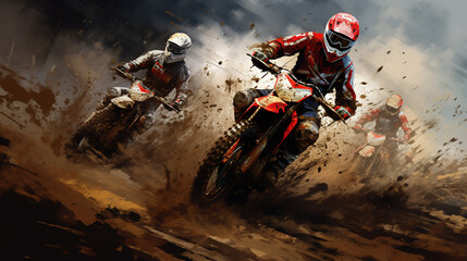 corrida de motocross  - obrazy, fototapety, plakaty