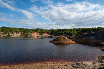 Ural apocalyptic surreal landscape, similar to the surface of the planet Mars. Barren, cracked and...