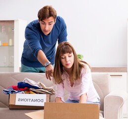 Concept of charity with donated clothing