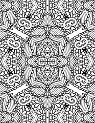 Circular pattern in form of mandala for Henna, Mehndi, tattoo, decoration. Decorative ornament in ethnic oriental style. Coloring book page.