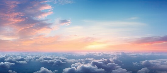 Dramatic panoramic image of sunrise and sunset sky with clouds