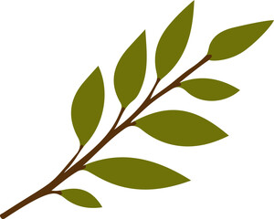 Tree branch with leaves. Leaf design element vector illustration