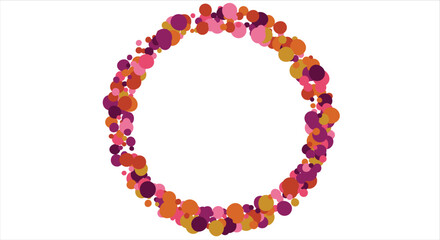 Round frame made of colored circles. banner Place for text. Horizontal background. Vector illustration.