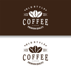 Coffee Logo, Simple Caffeine Drink Design from Coffee Beans, for Cafe, Bar, Restaurant or Product Brand Business