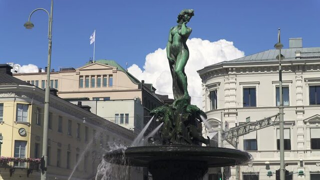 The Havis Amanda fountain and statue in Kruununhaka district in Helsinki.