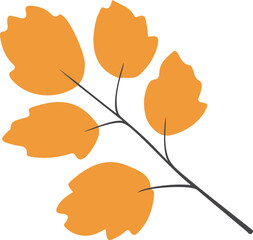 Tree branch with leaves. Autumn leaf design element vector illustration