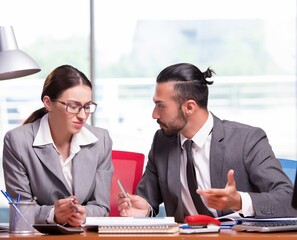 Woman and man in the business concept