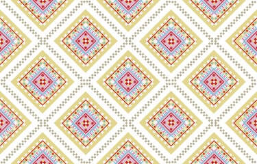 Ethnic tribal Aztec colorful background. Seamless tribal boho pattern, folk embroidery, tradition geometric Aztec ornament. Tradition Native and Navaho design for fabric, textile, print, rug, paper