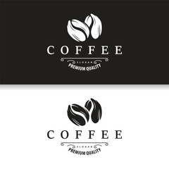 Coffee Logo, Simple Caffeine Drink Design from Coffee Beans, for Cafe, Bar, Restaurant or Product Brand Business