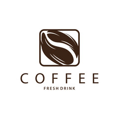 Coffee Logo, Simple Caffeine Drink Design from Coffee Beans, for Cafe, Bar, Restaurant or Product Brand Business
