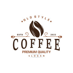 Coffee Logo, Simple Caffeine Drink Design from Coffee Beans, for Cafe, Bar, Restaurant or Product Brand Business