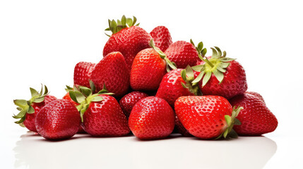 Pile of strawberries on white background, Food Photography