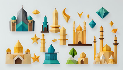 illustration of a set of icons mosque. icon set Ramadan or Ramadhan. icon set vector mosque. Ramadhan icons set promotion. benner. poster. Islamic. ikon masjid. 4k high quality. idea mosque Ramadan 