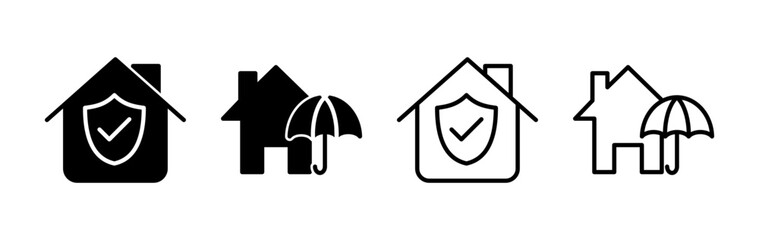 Home insurance icon vector. home shield protect logo