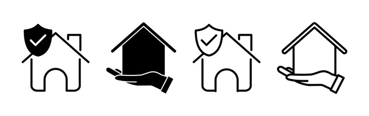Naklejka premium Home insurance icon vector. home shield protect logo
