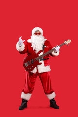 Cool Santa Claus with guitar showing 